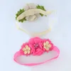 Couture à la main strass perles en mousseline de soie Floral bandeau infantile mode fleurs élastique bandeau enfants cheveux accessoires