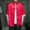 Männer Casual Hemden 2023 Chinesischen Stil Herren Tops Tang-anzug Langarm Solide Traditionelle China Hanfu Hemd Plus Größe