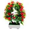 Fiori decorativi Bella plastica Accattivante Impermeabile Senza irrigazione Simulazione Piante in vaso Fiore artificiale Bonsai Resistente ai raggi UV