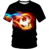 T-shirts Été Enfants Mode 3D T-Shirt Drôle Feu Football Imprimer Garçons Fille Football Tees Enfants Adolescent Bébé Cool T-shirts 4-13Y Tops 230707