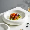 Platos de cena de cerámica Circular moderna nórdica, vajilla creativa de doble capa blanca Molecular occidental para restaurante El
