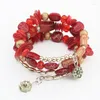 Strand 1Pc Vintage Pierre Pin Agate Perlé Multi Couche Enveloppé Bracelet Charmant Femmes Fête Bijoux Décoration Cadeau