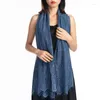 Cachecóis Cor Pura Renda Vestido de Noite Xaile Feminino Malha Elegante Oco Borlas Xales Festa de Casamento Xales Nupcial Dama de Honra Boleros Wraps