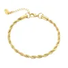 Braccialetti di collegamento 3 5mm Larghezza Bracciale Acciaio al titanio Corda intrecciata Catena Colore oro Rotondo Gioielli da donna per feste 17 cm Lungo 1PC