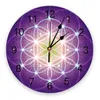 壁時計花の生活紫丸時計アクリルぶら下げサイレントタイムホームインテリア寝室リビングルームオフィス装飾