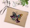 Kosmetiska väskor Butterfly Linne Clutchväska Kvinnor Makeup Sommar Utomhus Strand Solglasögon Solskyddsmedel Förvaringspåse Travel Wash Organizer Presenter