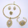 Collier boucles d'oreilles ensemble italie plaqué or deux tons Dubai bijoux colliers Bracelet pour femmes mariée mariage fête accessoires cadeau