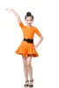 Scenkläder Barnklänningar För flickor Latindansklänning Kortärmad balsal Tävling Träning Solid Tango Utförande Kostymer