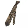 Gravatas Laço Pele de Leopardo Com Ornamentos Étnicos Gravata Masculina Marrom Padrão Animal Ternos Acessórios Gravatas Festa de Casamento