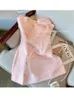 Basic Casual Klänningar Rosa Söt Elegant Princess Dress Korean Sexig Slim Gaze Patchwork Ärmlös Mini Mode Bodycon Clubwear Kvinna 230707