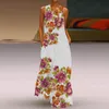 Vestidos casuais básicos femininos verão decote em V sem manga floral vestido maxi mãe da noiva 230706