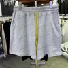 Shorts Masculino 2023ss Shorts Rhude Masculino Feminino Shorts Amarelo com Cordão Bordado Calções T230707