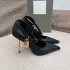 Ciondoli con lucchetto TF 105mm Scarpe con décolleté con cinturino alla caviglia Scarpe eleganti con tacco a spillo con tacco a spillo in vera pelle nera per calzature da donna 35-43