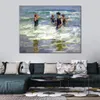 Zeegezicht canvas kunst zwemmers in de branding ik Edward Henry Potthast schilderij handgemaakte strand landschap artwork Home decor