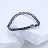 Łańcuchy prosty styl Punk 925 srebro naszyjnik inkrustowane czarny kamień szlachetny Unisex 13/18/20cm dla kobiet biżuteria moda prezent