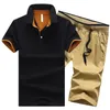 Running Sets Men'S Summer Breathable Anti Wrinkle Two Piece Volume T Shirt Shorts Set Body Suite For Men Slim Fit Tan Suit