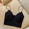 Women's Tanks Ladies Crop Top Camisole Slim Fit Sexy Stretch Push Up Bra With Chest Pads Cropped Navel Short Tube V-Neck Tops