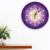 Horloges murales vie de fleur violet horloge ronde acrylique suspendu temps silencieux maison intérieur chambre salon bureau décoration