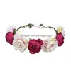 Декоративные цветы венки имитация роза невесты цветочные корона Детская Голова украшения