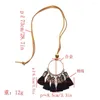 Pendant Necklaces Chinese Vintage White Black Pink Tassel Fan Necklace For Women Bohemian Ethnic Bib Long Statement Tribal Maxi Jewelry