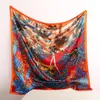 Foulards 90X90 luxe crème solaire carré 2023 Bandana mode foulard femme soie quatre saisons imprimer châle musulman écharpe foulard