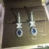 Dangle Oorbellen Luxe Mode Blauwe Zirkoon Ovaal Geslepen CZ Stone Drop Voor Vrouwen Zilver Kleur Sieraden Banket Party Gift