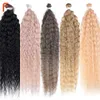 Peruki syntetyczne Kinky Curl Hair Syntetyczny ombre Brązowy Zestawy 30 cali Bardzo długi splot Luźne fale wodne 230227