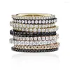 Cluster Rings 925 Sterling Silver Micro Pave Cz Full Band Circle Classic Engagement Back Stack Fashion Lady Ring 4 Colors