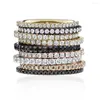 حلقات الكتلة 925 Sterling Silver Micro Pave CZ Full Band Circle Classic Classic Back Stack Stack Lady Ring 4 Colors