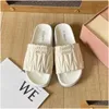 Sandalias 2023 Miu Zapatillas Mujer Flat Matelasse Slide Shoes Mm Fashion Diseñador de calidad superior Banquet Summer Leather Mticolor Heel Drop Dhfmc