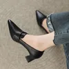 Dress Shoes Women's Pumps 2023 Spring Pointed Toe Oxford For Woman High Heels Elegant Boat Sewing Office Ladies Black