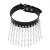 Girocollo Punk in pelle nera con colletto a catene per ragazza Goth Collana Cosplay Chocker Steampunk Rock Accessori Stile fibbia