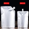 100 st/lot Silver aluminiumfolie pressmunstyckespåse för dryck Förseglad stand-up förvaring Återanvändbar påse