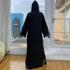 Odzież etniczna dubaj muzułmanki długa sukienka Maxi szata modlitwa z kapturem Abaya rozcięcia po bokach Ramadan islamska suknia Eid bliski wschód arabski Kaftan