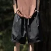 Shorts pour hommes mode séchage rapide glace soie étudiant été mince ample décontracté haute rue surdimensionné cinq points pantalon vêtements masculins