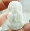 Pendant Necklaces 46 28Wholesale Natural Chinese Liantian Stone Hand-carved Statue Of Guan Yin Amulet Necklace Jewelry Making