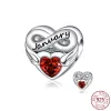 Voor Pandora Charms Authentic 925 Silver Beads Birthstone Heart Pendant Letter Series Bead