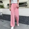 Pantaloni da donna Amolapha Women Lce Silk Idle Pantaloni larghi a vita alta appesi a gamba larga SOWX