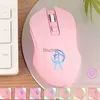 Myszy bezprzewodowa podświetlana różowa mysz do gier optyczna ładowalna ergonomiczna Sailor Moon kolorowa Mause Girl Women Silent Mice 3200DPI x0706