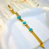 Link Armbanden 316L Roestvrij Staal Modieuze Mesh Brede Ronde Merk Turquoise Retro Bedelarmband Pulsera Acero Inoxidable