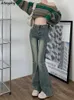 Womens Jeans Flare Women Skinny Vita alta Estetica Y2k Abbigliamento Pantaloni in denim Vintage lavato Retro Mopping Korean Fashion Street 230707