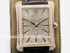 Ny Full Diamond Luxury Mens Watch 18K Rose Gold armbandsur Rektangel Designer Watch Swiss 2824 Automatisk mekanisk safirkristallvattentäta klockor