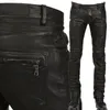 Płaszczy skórzane spodnie Men Motocykl Czarne męskie spodnie moda PU skórzana jazda Wodoodporna motocyklowa motocyklista męskie spodnie uliczne plus rozmiar