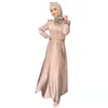 Этническая одежда Рамадан Ислам Сплошное цвет скромный мусульманская женщина абая женская туника Длинные платья Элегантное атласное платье макси