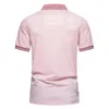 Polo Masculino Verão Masculino Rosa Colarinho Turn-down Camisa Pólo Manga Curta Negócios Casual Cor Sólida Fina Magra Roupas Masculinas 230706