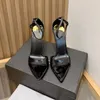 Designer sandals Stiletto Heel Fashion Patent Leather heels ankle strap Summer toms- high heels women shoes wedding bride dress pump open pointed toe with box EU