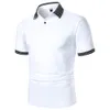 Herren Polos Herren Poloshirt Herren Kurzarm Poloshirt Einfarbig Mode Lässig Herren Top Sommer in Urban Business Revers Rippen Poloshirt 230706