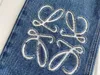 Damen Gospel Lo Yiwei Laser Hollow Patch Stickerei Dekoration Lässige kleine gerade Ärmel 8/8 Jeans