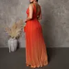 Urban Sexy Dresses Summer Elegant Ruched Loose Fit Maxi Dress Women Sexy Spaghetti Strap Pleated Tie-dye Party Wedding Cocktail Long Dresses 230706