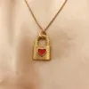 Pendant Necklaces Heart Love Padlock Necklace For Women Gold Plated Stainless Steel Enamel Lock Birthday Jewelry Gifts